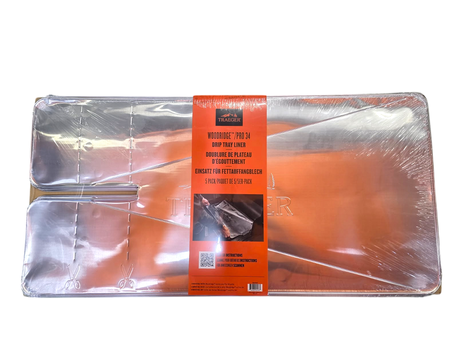 TRAEGER DRIP TRAY LINERS - 5 PACK - WOODRIDGE/PRO 34