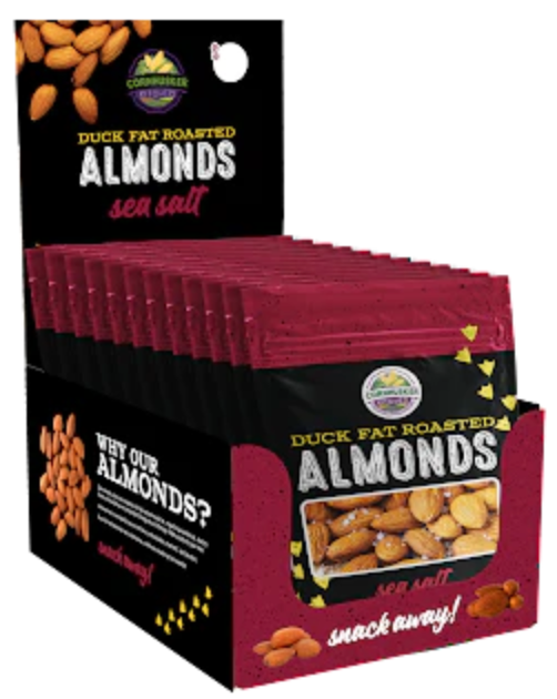 Pack of 12 All-Natural Duck Fat Roasted Almonds (3oz)