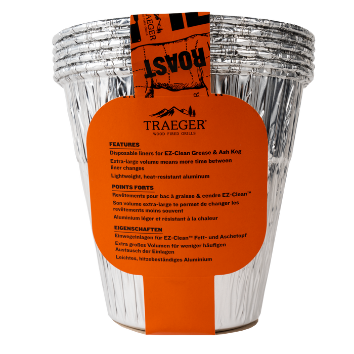 TRAEGER EZ-CLEAN GREASE & ASH KEG LINER 5 PACK