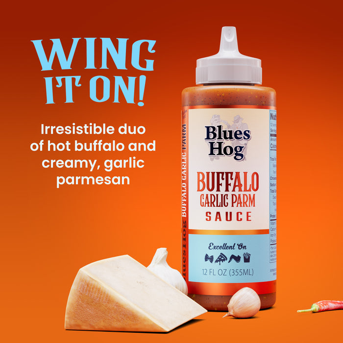 Blues Hog Buffalo Garlic Parm Sauce, 12 oz – Perfect for Marinades, Wings, Pizza & Dipping, Gluten-Free, All-Natural, Made in the USA
