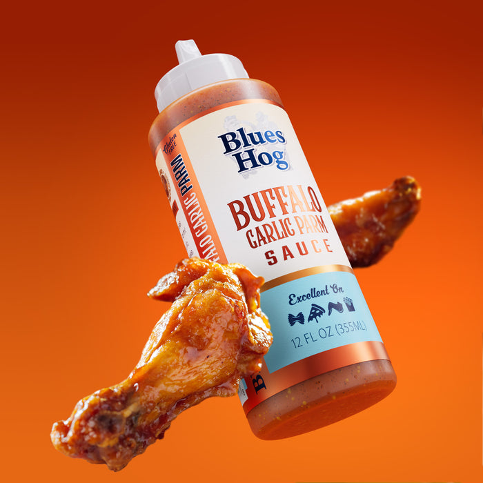 Blues Hog Buffalo Garlic Parm Sauce, 12 oz – Perfect for Marinades, Wings, Pizza & Dipping, Gluten-Free, All-Natural, Made in the USA
