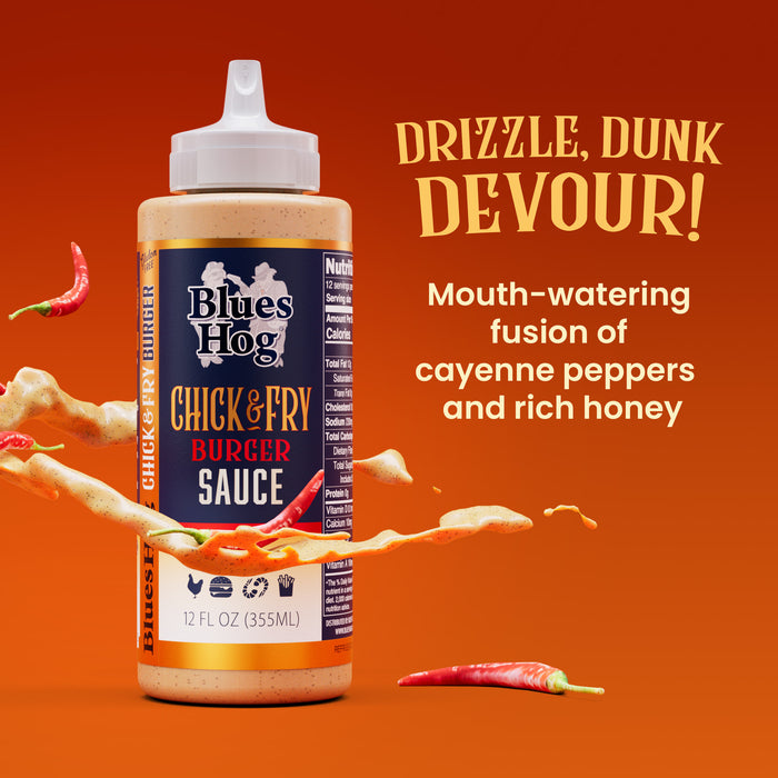 Blues Hog Chick & Fry Burger Sauce, 12 oz – Tangy & Creamy Dipping Sauce Perfect for Chicken, Fries & Burgers, All-Natural, No High Fructose Corn Syrup, Gluten-Free