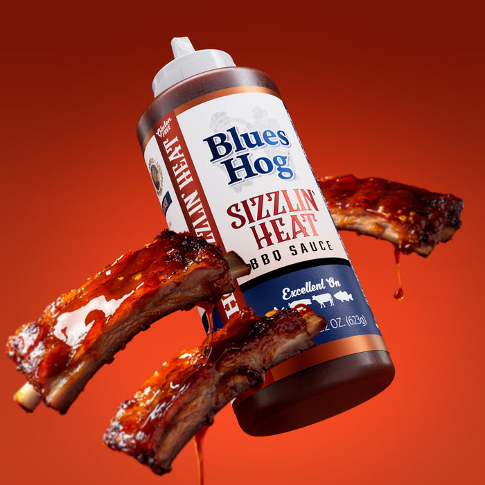 Blues Hog Sizzlin’ Heat BBQ Sauce, 22 oz – Spicy & Tangy Cajun Sauce Perfect for Ribs, Wings & Grilling, All-Natural, No High Fructose Corn Syrup, Gluten-Free