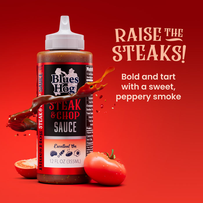 Blues Hog Steak & Chop Sauce, 12 oz – Gourmet Steak Sauce & Marinade, All-Natural, No High Fructose Corn Syrup, Gluten-Free