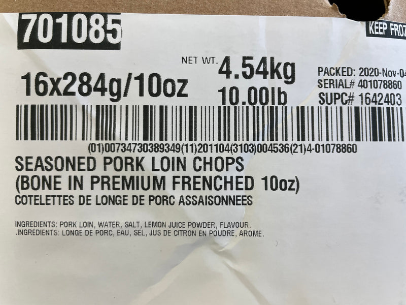 Bone In French Pork Chop 10oz (Case 16)