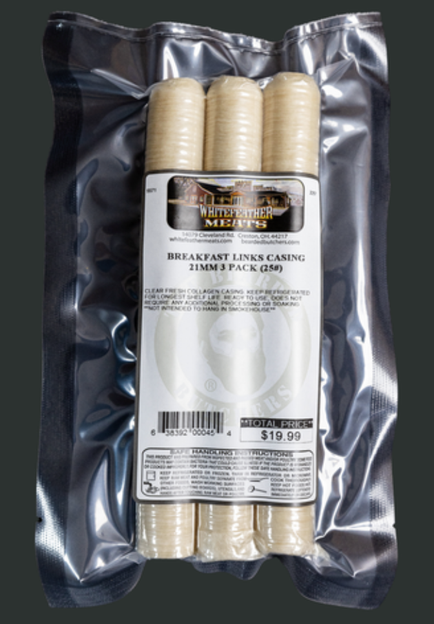DIY Sausage - 21mm Collagen Breakfast Link Size Casing 3 Pack
